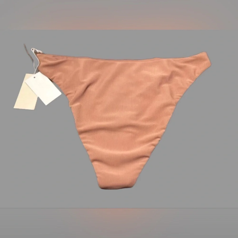 NWT Good American ‘Rib Better Bikini Cheeky’ Bottom in Desert Rose, Size Large